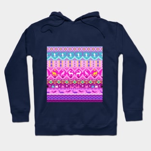 Cross stitch, ethnic pattern, Pixel Seamless, various animal patterns. Hoodie